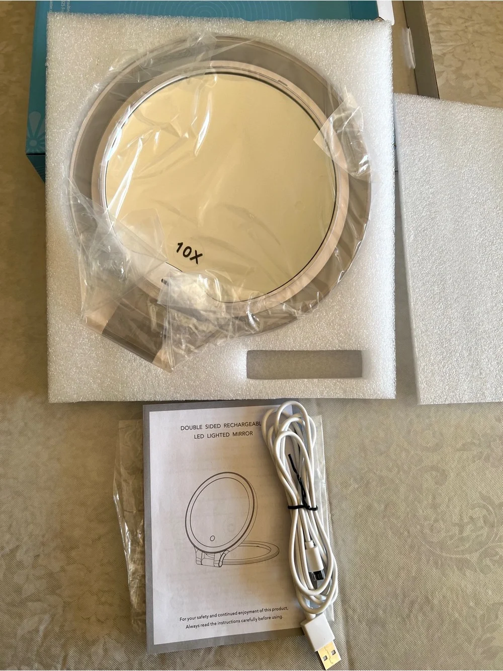 DeWEISN 10X LED Lighted Double-Sided Makeup Mirror